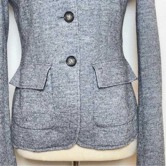Banana Republic Wool Blend Knit Blazer Size 0 Gray Tailored Career Jacket - Picture 6 of 16